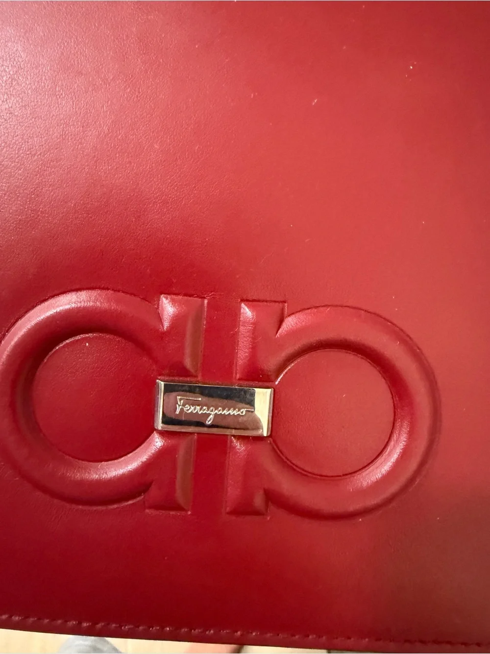 Authentic Salvatore Ferragamo Red Leather Wristlet Clutch